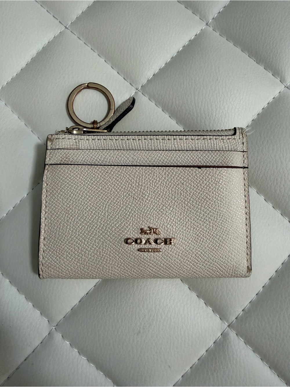 Coach Leather Card and Coin Case with Key Ring